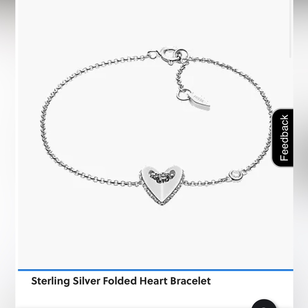 Fossil Sterling Silver Heart Charm Bracelet